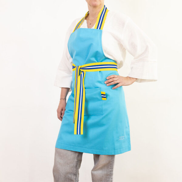 tablier bleu turquoise