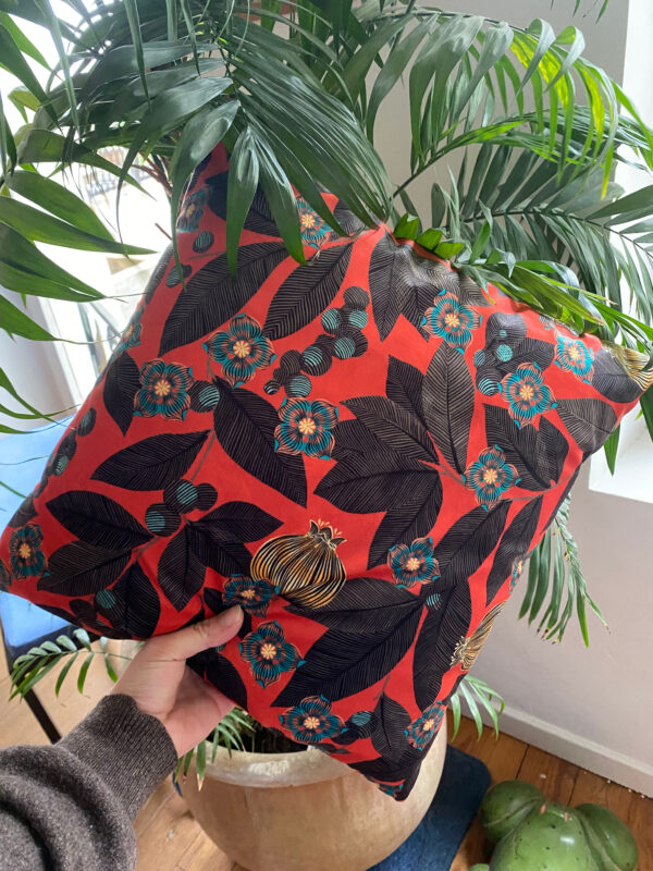 Coussin Fleur orange