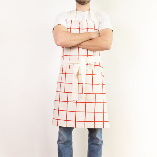 Tablier Carreaux Vintage Rouge – Image 3