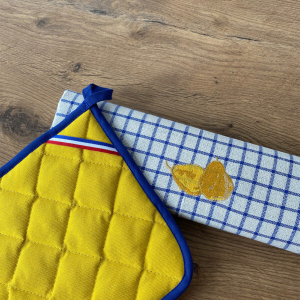 Lot Manique /Torchon Bleu Poire