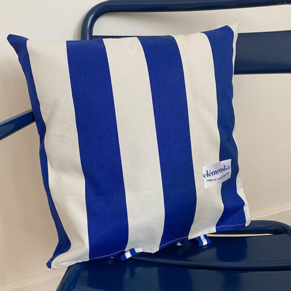 Coussin Rayures Bleu – Image 2