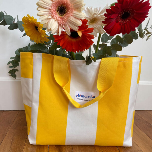 Sac Plage Dolce Vita Rayures jaune – Image 2