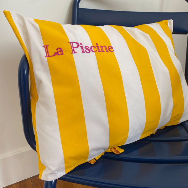 Coussin Rayures Jaune La Piscine