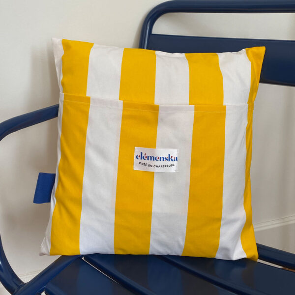 Coussin Rayures Jaune – Image 2
