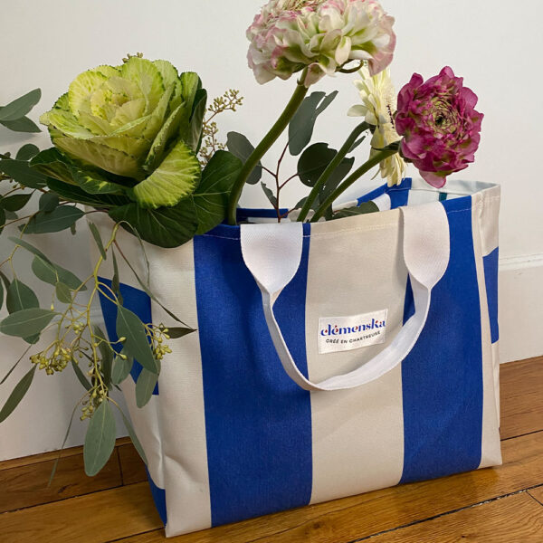 Sac Plage Dolce Vita Rayures Bleu – Image 2