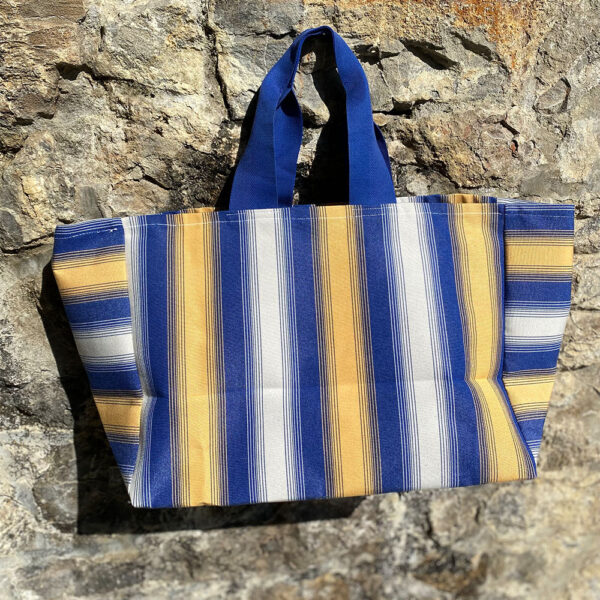 Sac Plage Dolce Vita Rayures Bleu Jaune – Image 3
