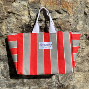 Sac Plage Dolce Vita Rayures Rouge et Gris