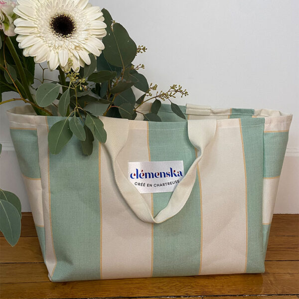 Sac Plage Dolce Vita Rayures Bleu Pâle – Image 4