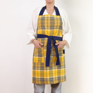 Tablier carreaux jaune et bleu