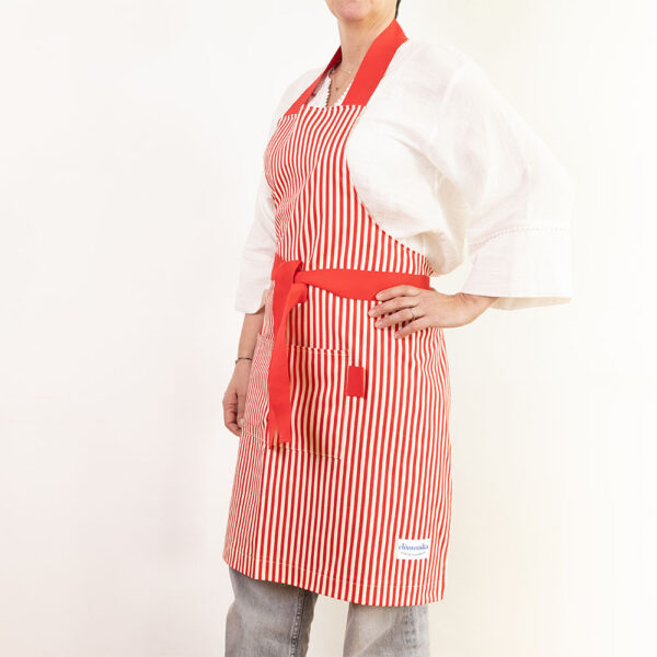 tablier rayures rouge