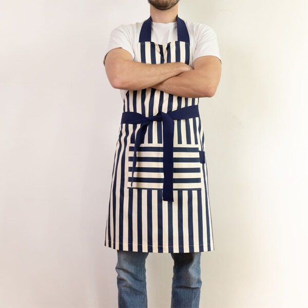 tablier rayures larges bleu