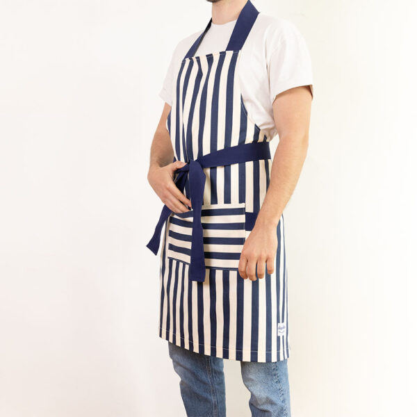 Tablier rayures larges bleu