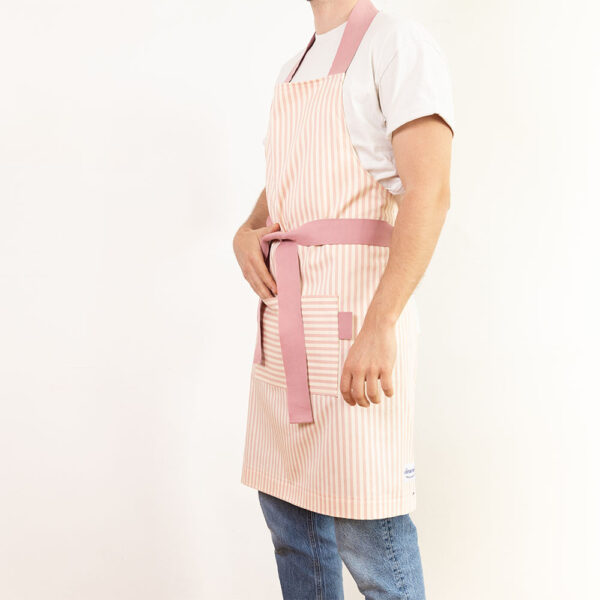 Tablier rayures fines rose