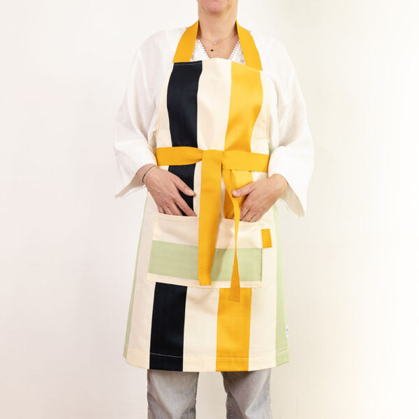 tablier rayures jaune